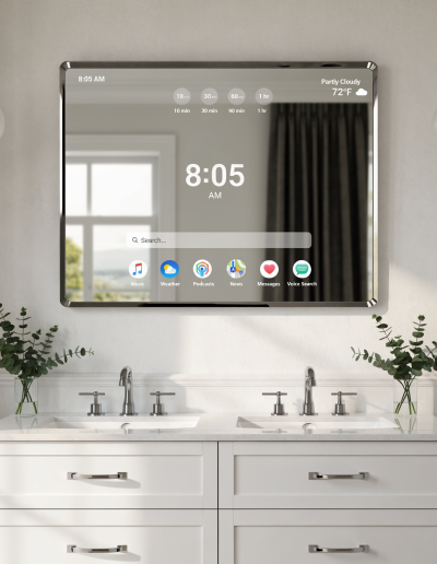 Premium smart mirror with integrated television